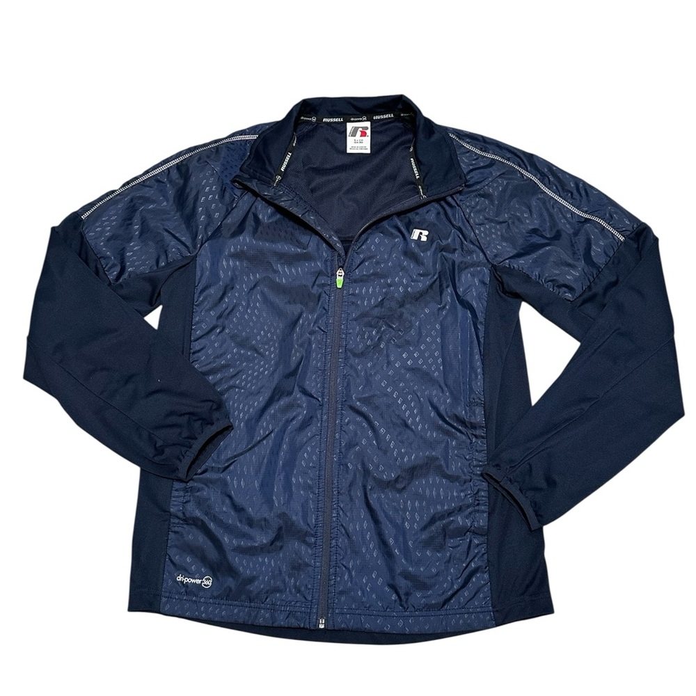 Men’s Russell Small 34 - 36 Full Zip Navy Blue Jacket Long Sleeve Dri-power 360 - Picture 3 of 8